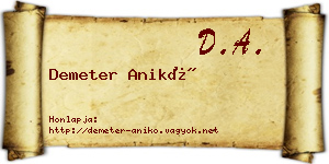 Demeter Anikó névjegykártya