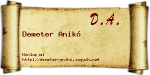 Demeter Anikó névjegykártya
